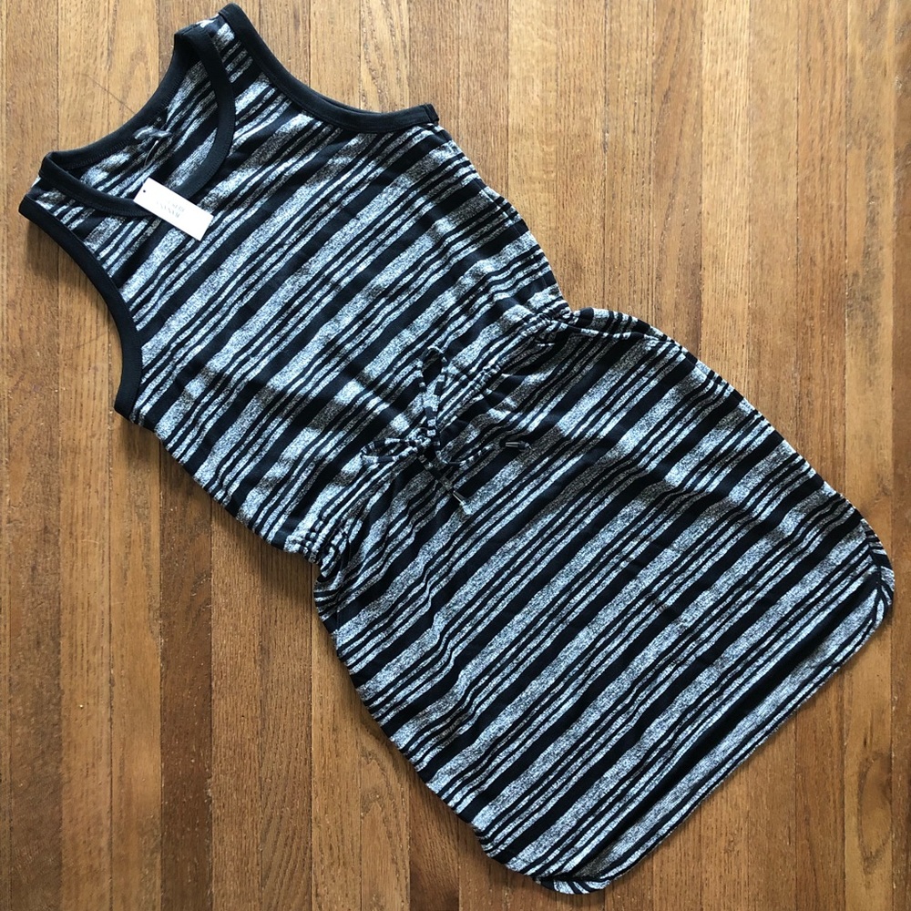 Banana Republic Factory Black and Gray Striped Mini Dress